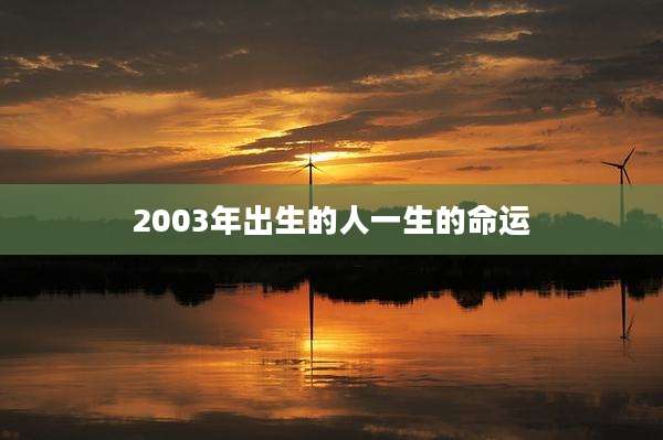 2003年出生的人一生的命运
