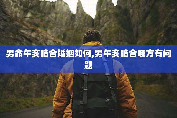 男命午亥暗合婚姻如何,男午亥暗合哪方有问题