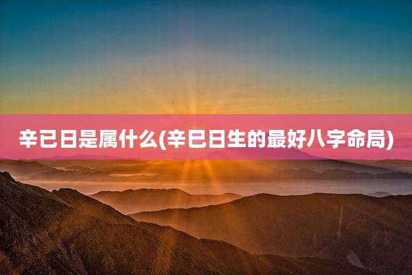 辛已日是属什么(辛巳日生的最好八字命局)
