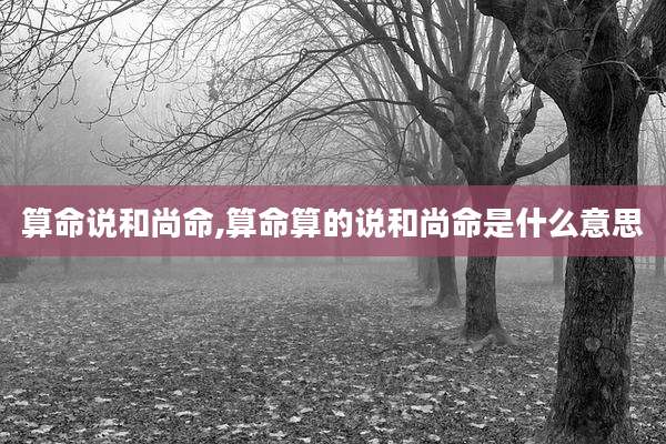 算命说和尚命,算命算的说和尚命是什么意思