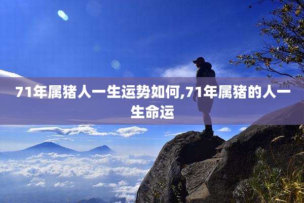 71年属猪人一生运势如何,71年属猪的人一生命运