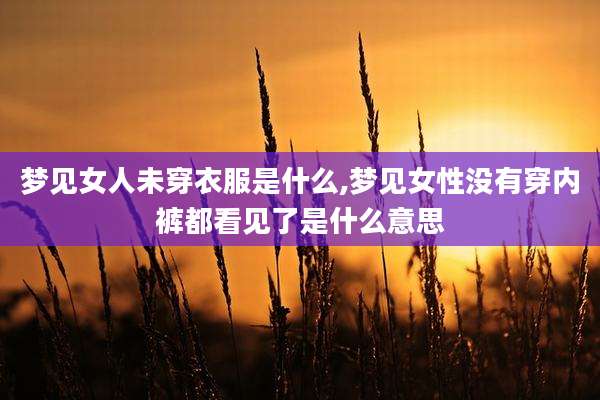 梦见女人未穿衣服是什么,梦见女性没有穿内裤都看见了是什么意思