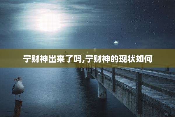 宁财神出来了吗,宁财神的现状如何