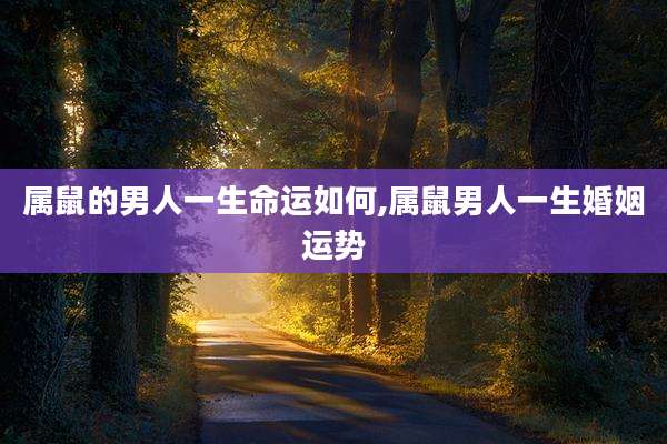 属鼠的男人一生命运如何,属鼠男人一生婚姻运势