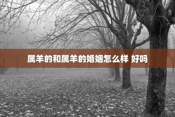 属羊的和属羊的婚姻怎么样 好吗