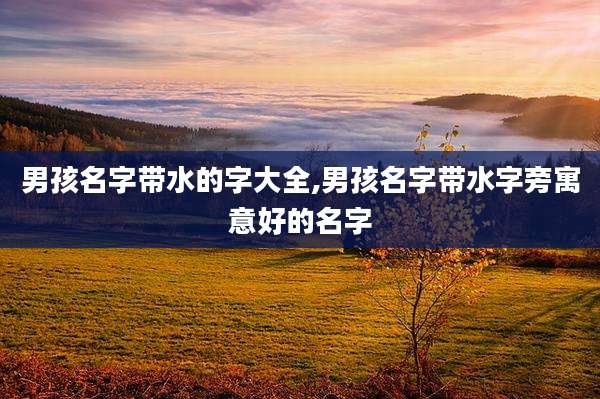 男孩名字带水的字大全,男孩名字带水字旁寓意好的名字