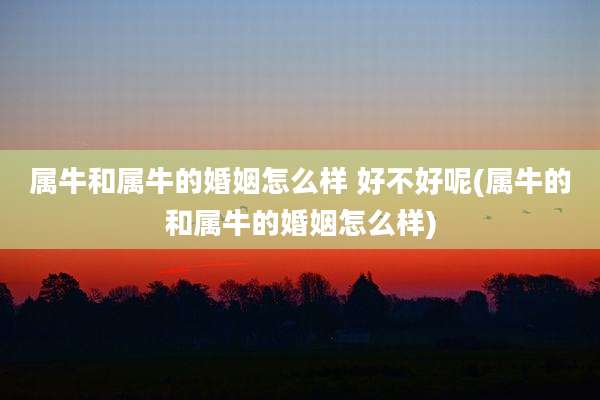属牛和属牛的婚姻怎么样 好不好呢(属牛的和属牛的婚姻怎么样)