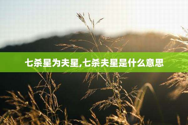 七杀星为夫星,七杀夫星是什么意思