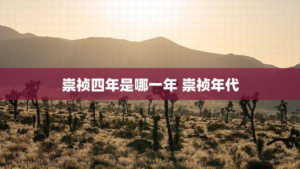 崇祯四年是哪一年 崇祯年代