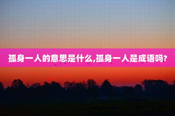 孤身一人的意思是什么,孤身一人是成语吗?