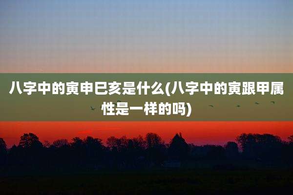 八字中的寅申巳亥是什么(八字中的寅跟甲属性是一样的吗)