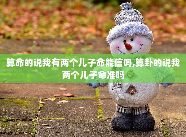 算命的说我有两个儿子命能信吗,算卦的说我两个儿子命准吗