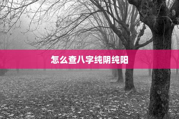 怎么查八字纯阴纯阳