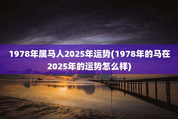 1978年属马人2025年运势(1978年的马在2025年的运势怎么样)