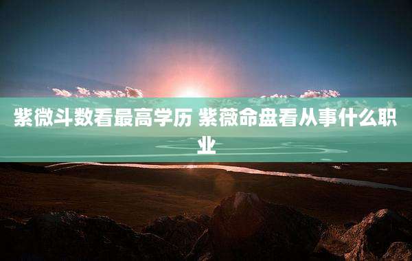 紫微斗数看最高学历 紫薇命盘看从事什么职业