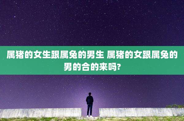 属猪的女生跟属兔的男生 属猪的女跟属兔的男的合的来吗?