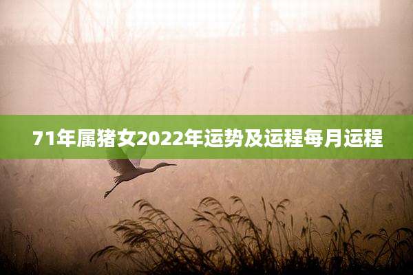 71年属猪女2022年运势及运程每月运程