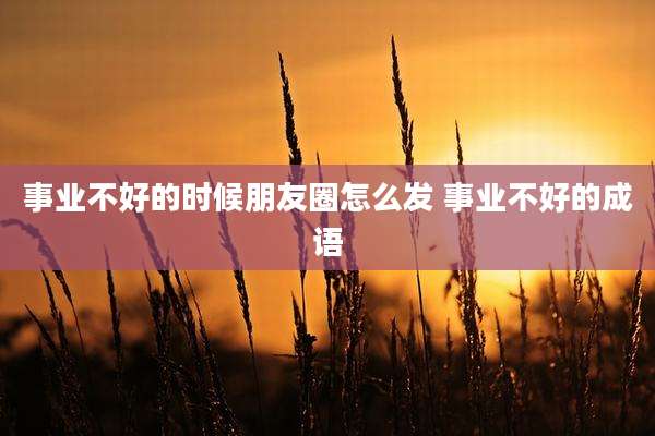 事业不好的时候朋友圈怎么发 事业不好的成语