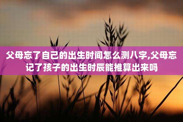 父母忘了自己的出生时间怎么测八字,父母忘记了孩子的出生时辰能推算出来吗