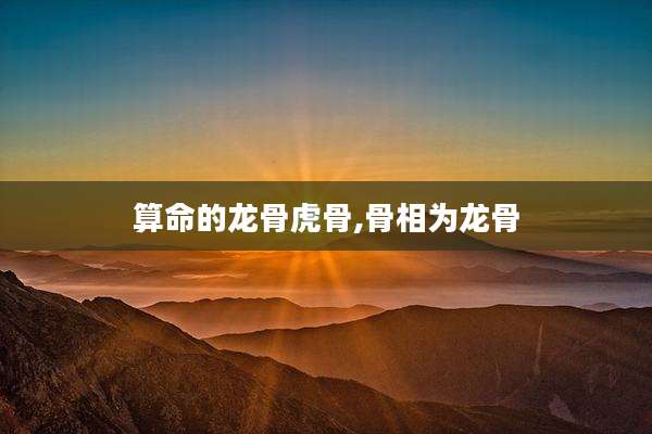 算命的龙骨虎骨,骨相为龙骨