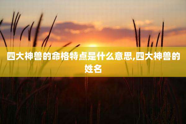 四大神兽的命格特点是什么意思,四大神兽的姓名