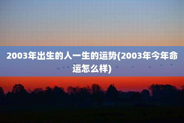 2003年出生的人一生的运势(2003年今年命运怎么样)