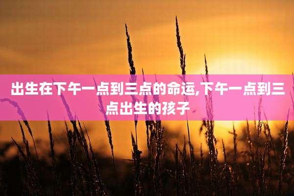 出生在下午一点到三点的命运,下午一点到三点出生的孩子