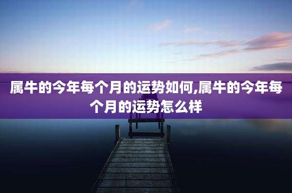 属牛的今年每个月的运势如何,属牛的今年每个月的运势怎么样