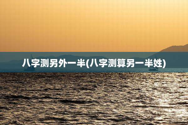 八字测另外一半(八字测算另一半姓)