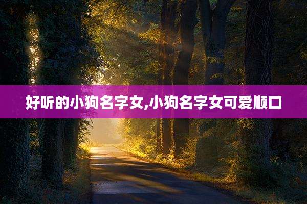 好听的小狗名字女,小狗名字女可爱顺口
