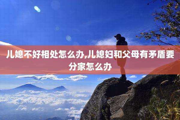 儿媳不好相处怎么办,儿媳妇和父母有矛盾要分家怎么办