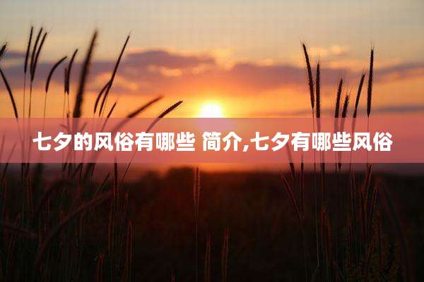 七夕的风俗有哪些 简介,七夕有哪些风俗