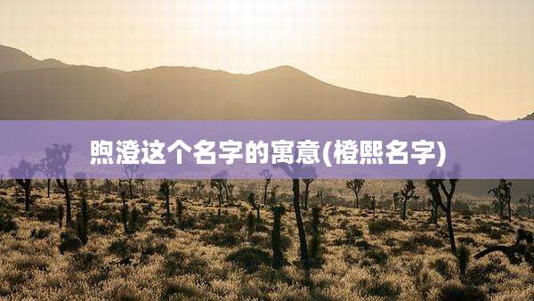 煦澄这个名字的寓意(橙熙名字)