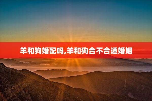 羊和狗婚配吗,羊和狗合不合适婚姻