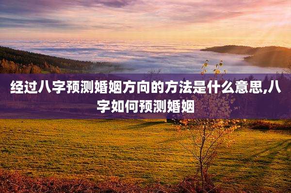 经过八字预测婚姻方向的方法是什么意思,八字如何预测婚姻
