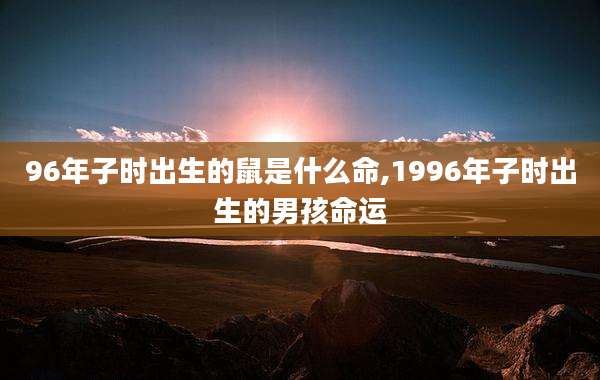 96年子时出生的鼠是什么命,1996年子时出生的男孩命运