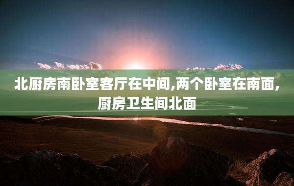 北厨房南卧室客厅在中间,两个卧室在南面,厨房卫生间北面