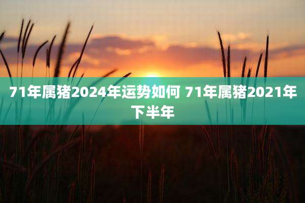 71年属猪2024年运势如何 71年属猪2021年下半年