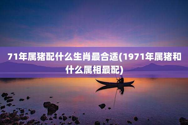 71年属猪配什么生肖最合适(1971年属猪和什么属相最配)