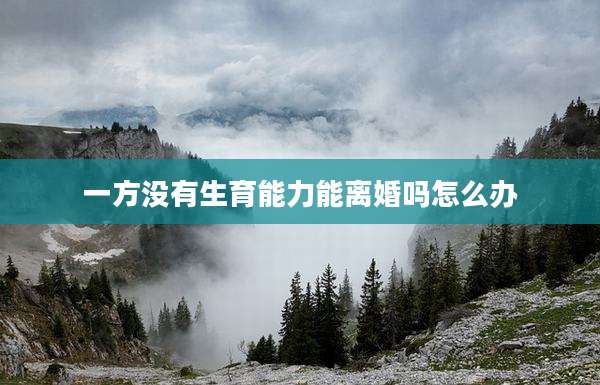 一方没有生育能力能离婚吗怎么办
