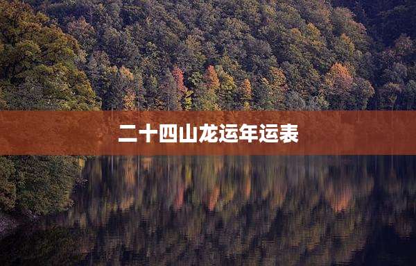 二十四山龙运年运表