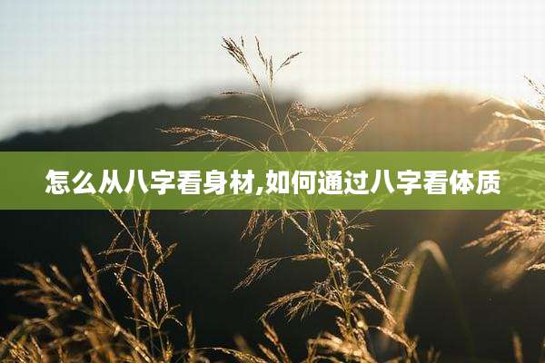怎么从八字看身材,如何通过八字看体质