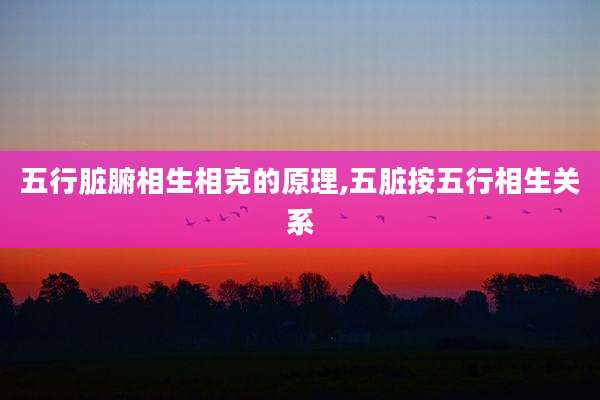 五行脏腑相生相克的原理,五脏按五行相生关系