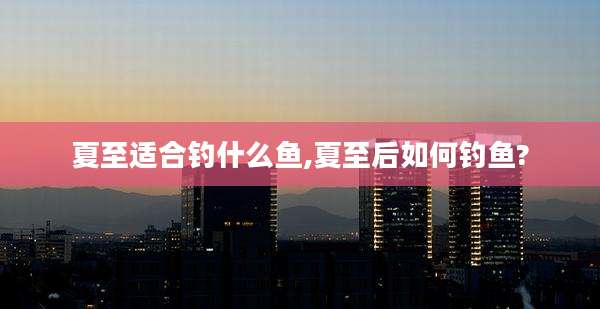 夏至适合钓什么鱼,夏至后如何钓鱼?