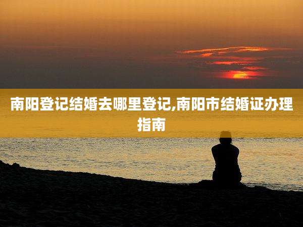 南阳登记结婚去哪里登记,南阳市结婚证办理指南