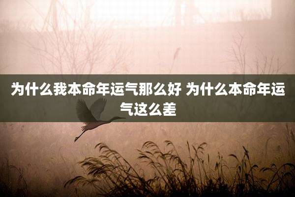 为什么我本命年运气那么好 为什么本命年运气这么差