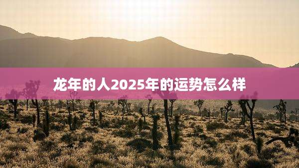 龙年的人2025年的运势怎么样