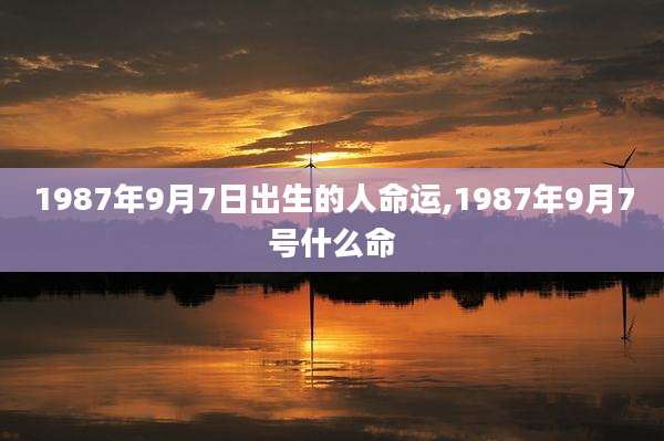 1987年9月7日出生的人命运,1987年9月7号什么命