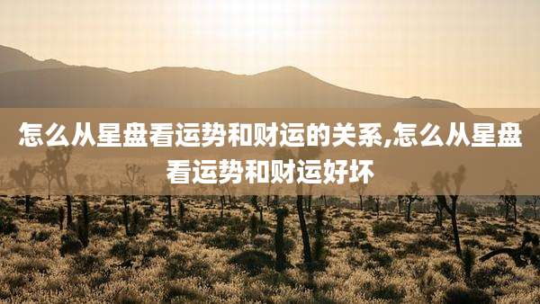 怎么从星盘看运势和财运的关系,怎么从星盘看运势和财运好坏