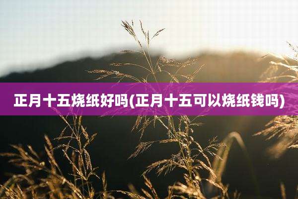 正月十五烧纸好吗(正月十五可以烧纸钱吗)